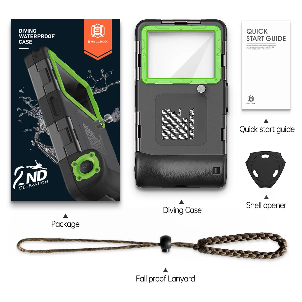 Showlu Smart General waterproof phone pouch in black, universal beach case designed for smartphones, protecting against water and sand.