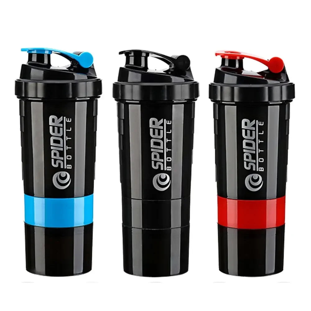 Showlu Fashion Showlu Protein Shaker Bottle with 3-layer large capacity mixing cup, featuring a sleek design and secure lid.