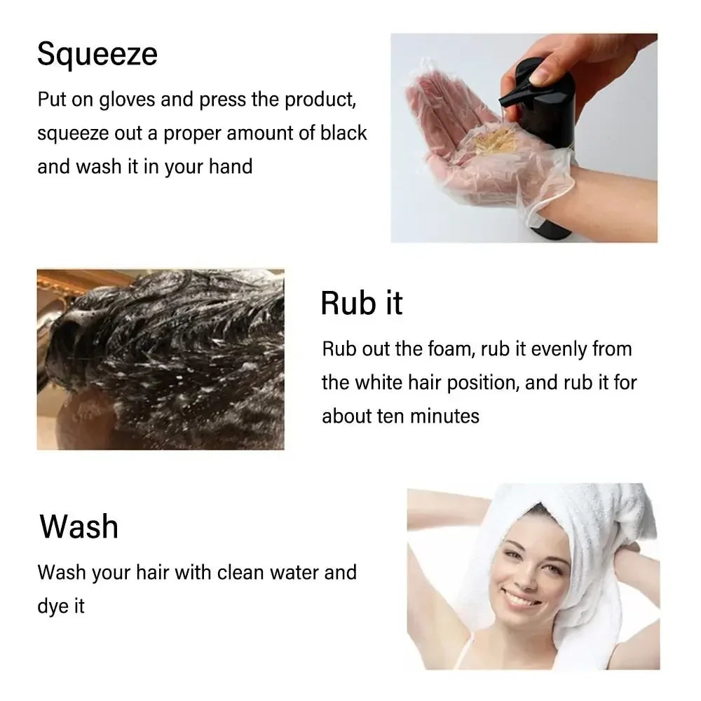 Meidu 3-in-1 instant hair dye shampoo by SHOWLU FASHION STORE, natural herbal color, 500ml bottle with herbal ingredients.