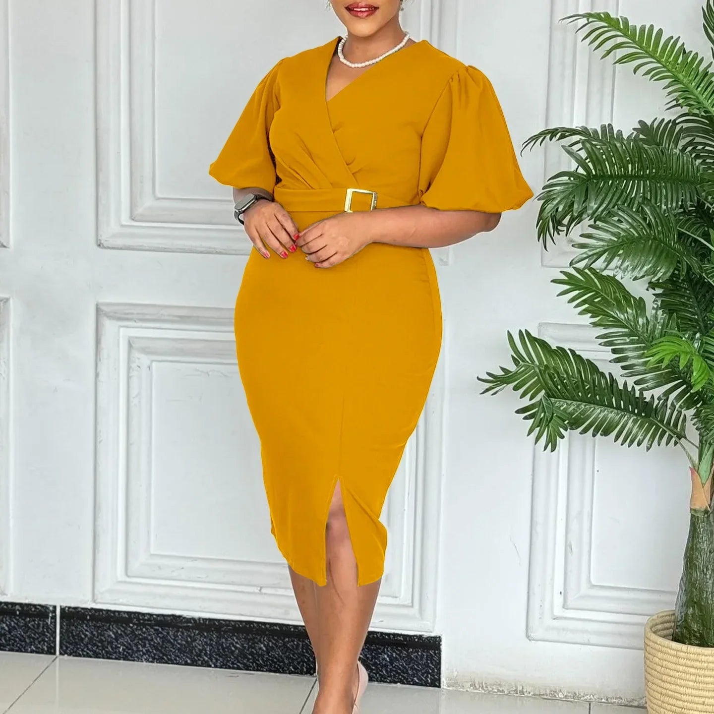Elegant African dashiki dress for women featuring short sleeves, V-neck, polyester bodycon fit, perfect for summer occasions.