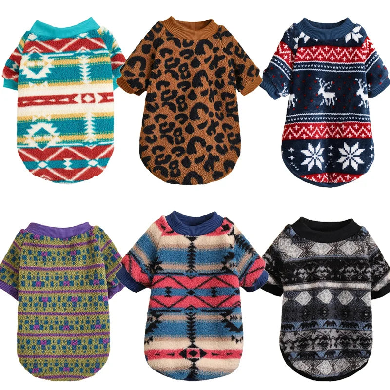 XLeiPet National Style dog hoodie, warm retro winter pet sweater with a cozy design, suitable for small and medium-sized dogs