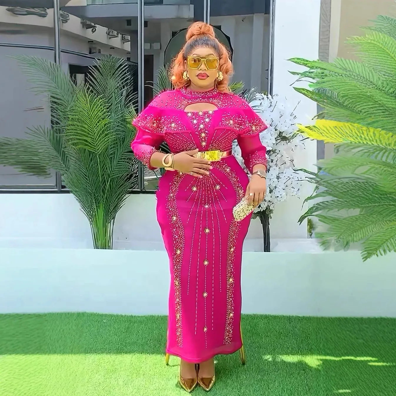Plus size African Dashiki Ankara long dress with intricate patterns, suitable for weddings and parties, by SHOWLU FASHION STORE