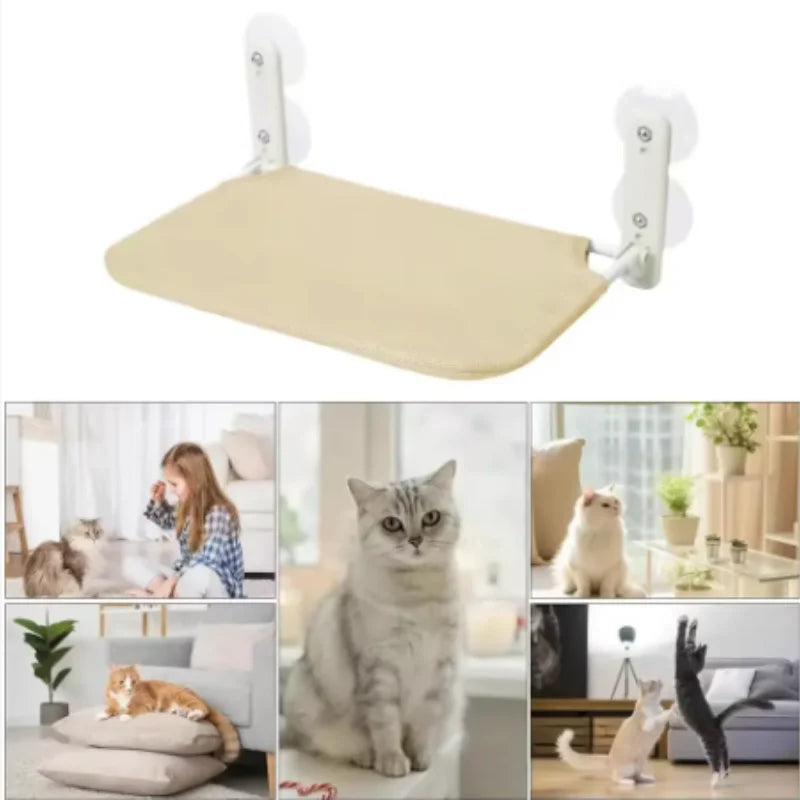 Showlu Smart General cat window hammock hanging securely, providing a cozy perch with a padded surface for feline relaxation.