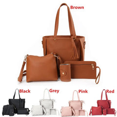 4Pcs/set Leather Crossbody Bags Women Bag Set Pattern Portable Fashion Shoulder Bags Purse Ladies PU Crossbody Bag