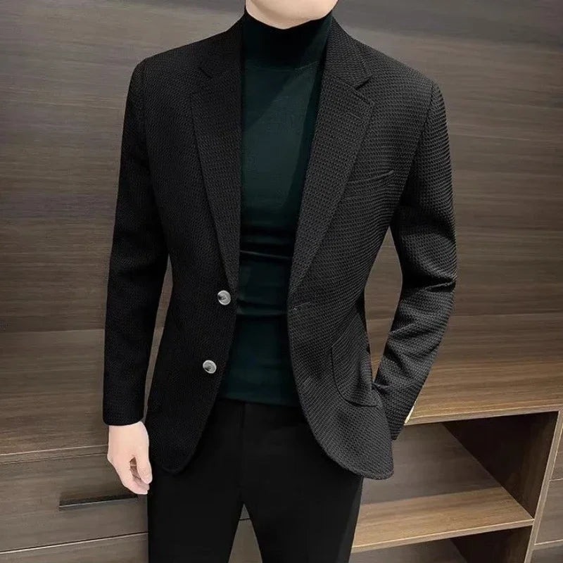 Men's plaid blazer from SHOWLU FASHION STORE, single-breasted casual suit jacket with a smart, stylish design and tailored fit