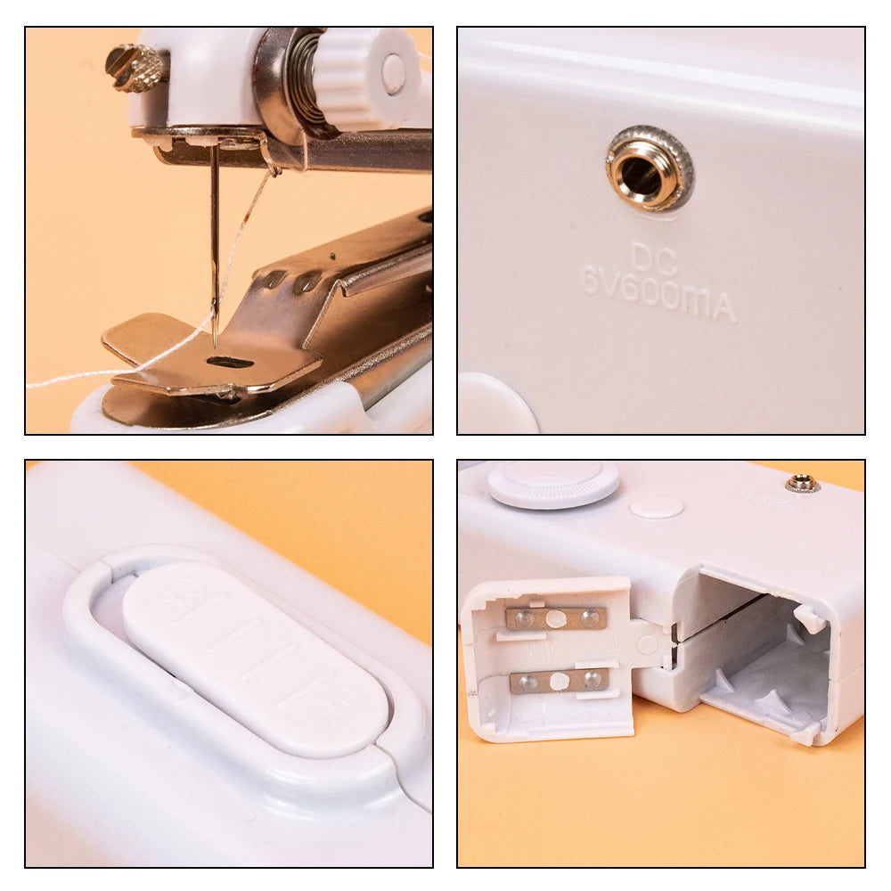 Showlu Smart General mini handheld sewing machine with compact design and built-in thread holder, suitable for quick repairs and sewing projects.