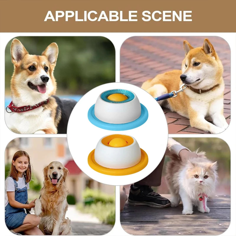 Dog and cat yogurt licking plate from Showlu Fashion, an interactive pet lick mat and snack bowl promoting dental health.