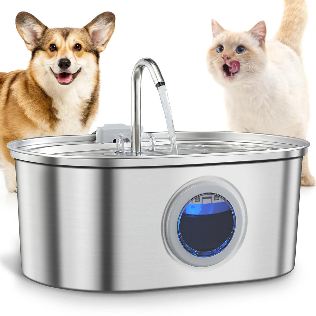 Showlu Fashion Store ZKYJ 3.2L stainless steel cat water dispenser with ultra-quiet automatic fountain, featuring a sleek, modern design.