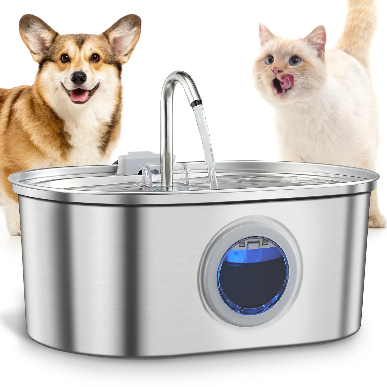 Showlu Fashion Store ZKYJ 3.2L stainless steel cat water dispenser with ultra-quiet automatic fountain, featuring a sleek, modern design.