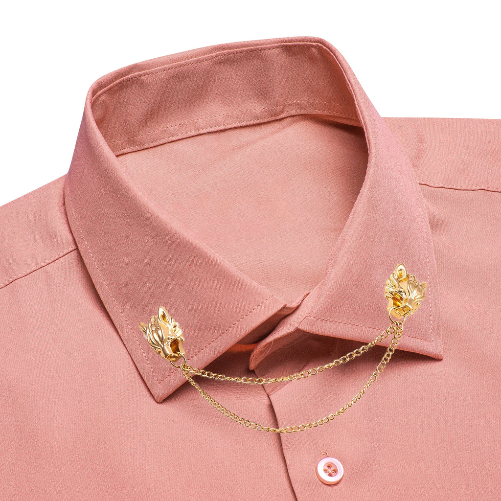 Hi-Tie men's silk slim fit long sleeve shirt with solid jacquard pattern, formal top for elegant men's fashion.