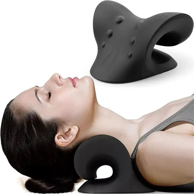 Showlu Fashion cervical traction device for neck and shoulder relaxation with remedial pillows, designed for chiropractic therapy.