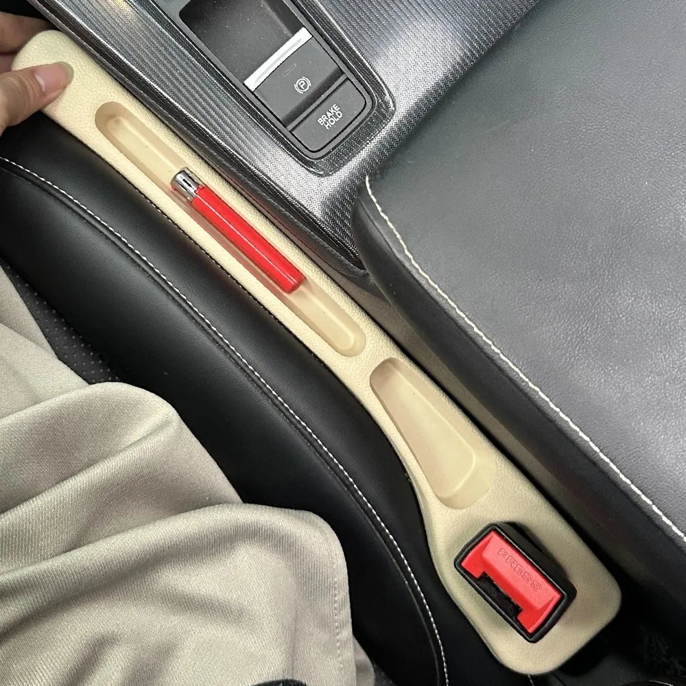 Showlu Smart General car seat gap organizer showing multiple compartments for storing items between car seats.