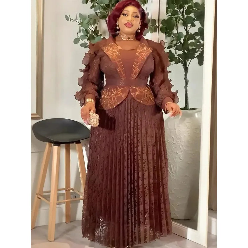 Plus Size Lace Wedding Party Long Dress 2026 African Dresses for Women Dashiki Ankara Evening Gown Elegant Ladies Clothes