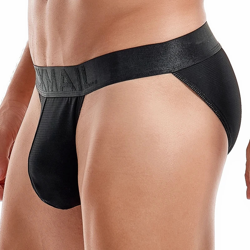 Men's Jockmail underwear briefs with male pouch, bikini style, Showlu Fashion, featuring snug fit and comfortable design.