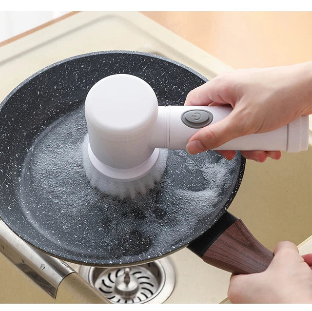 Showlu Smart General cordless electric spin scrubber with 7-in-1 cleaning brush, showcasing its versatile attachments and compact design.