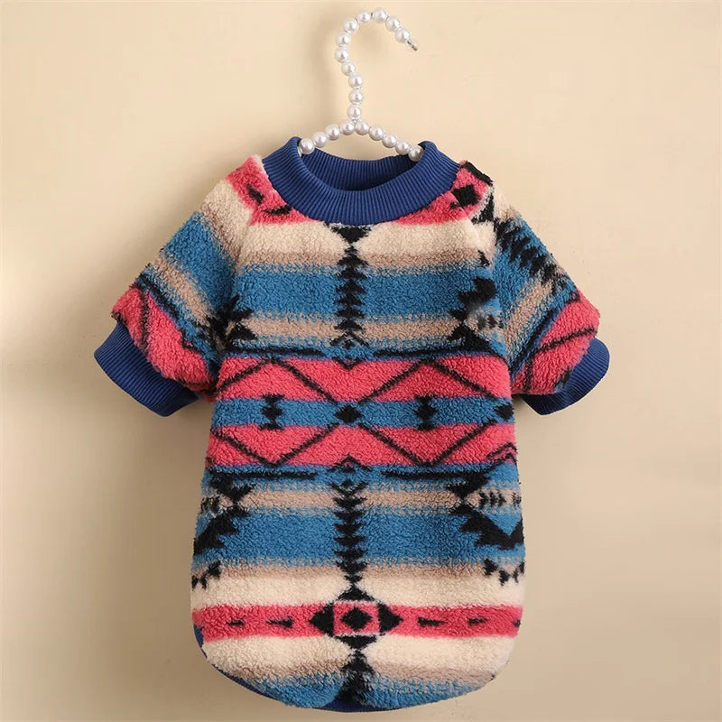 XLeiPet national style dog hoodie, warm retro winter pet sweater with cozy fabric and classic design for small dogs.