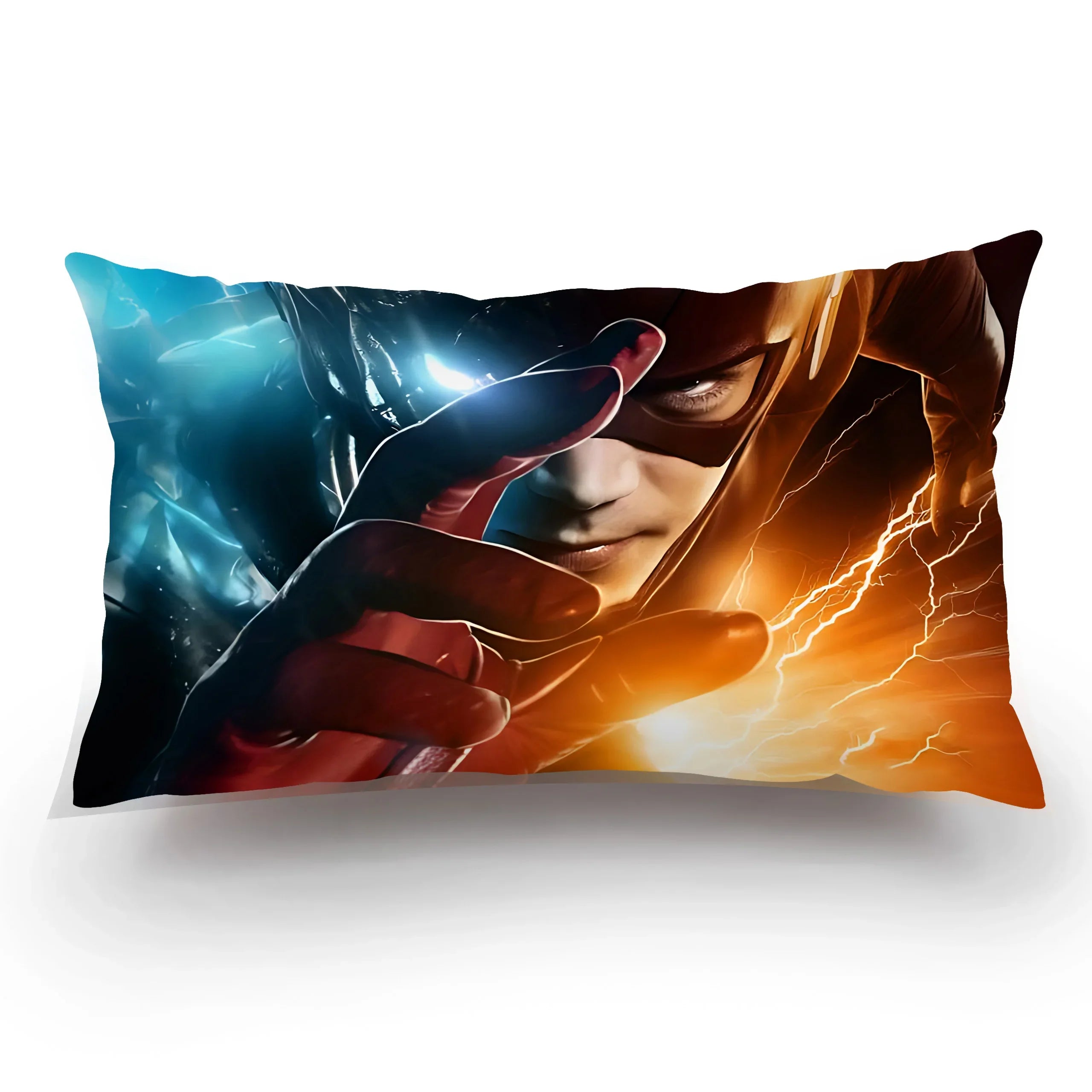 Marvel The Flash plush pillow cover featuring a double-sided cartoon cushion case with vibrant red and yellow superhero design.