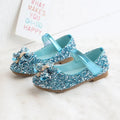 Showlu girls' sequin rhinestone princess flats with pink PU leather, shiny sequins, and rhinestone embellishments for kids' footwear.