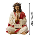 Hand painted Jesus Christ resin figurine, 10cm religious sculpture for desktop or shelf decor in home or apartment settings.