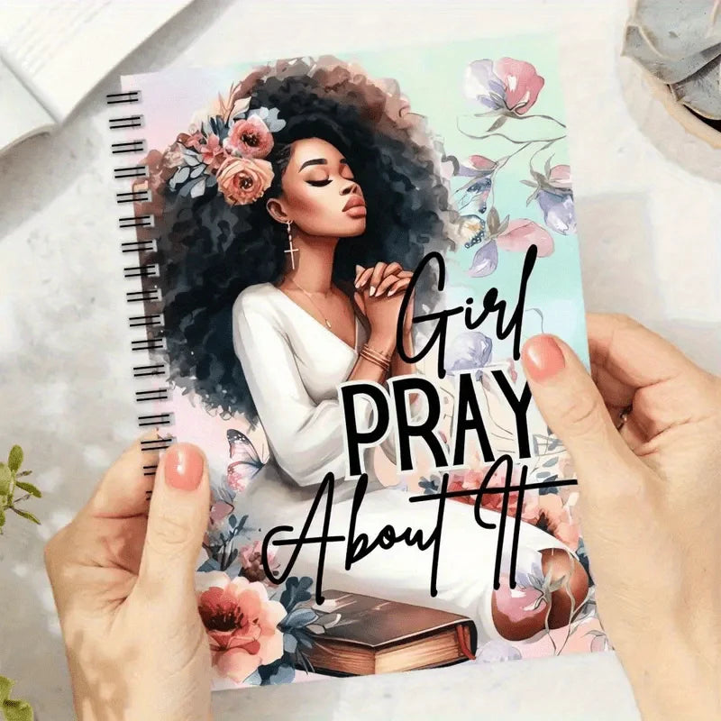 Showlu Christian daily prayer spiral notebook with personalized Bible diary cover, featuring spiritual motifs and a compact design.