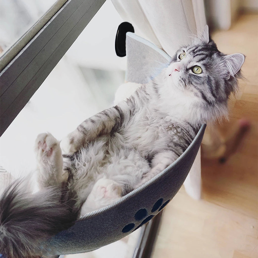 Soft coral fleece cat window hammock by Shuangmao, designed for pets up to 20kg, provides a cozy lounging spot outside the window.