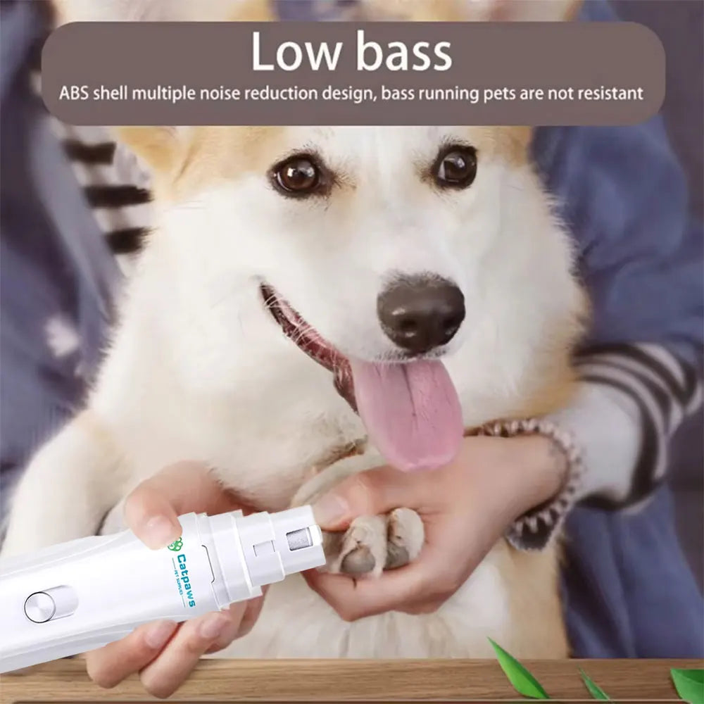 Showlu Fashion Store electric dog nail grinder with 2-speed settings, USB rechargeable, featuring 3 ports for small to large dog grooming.