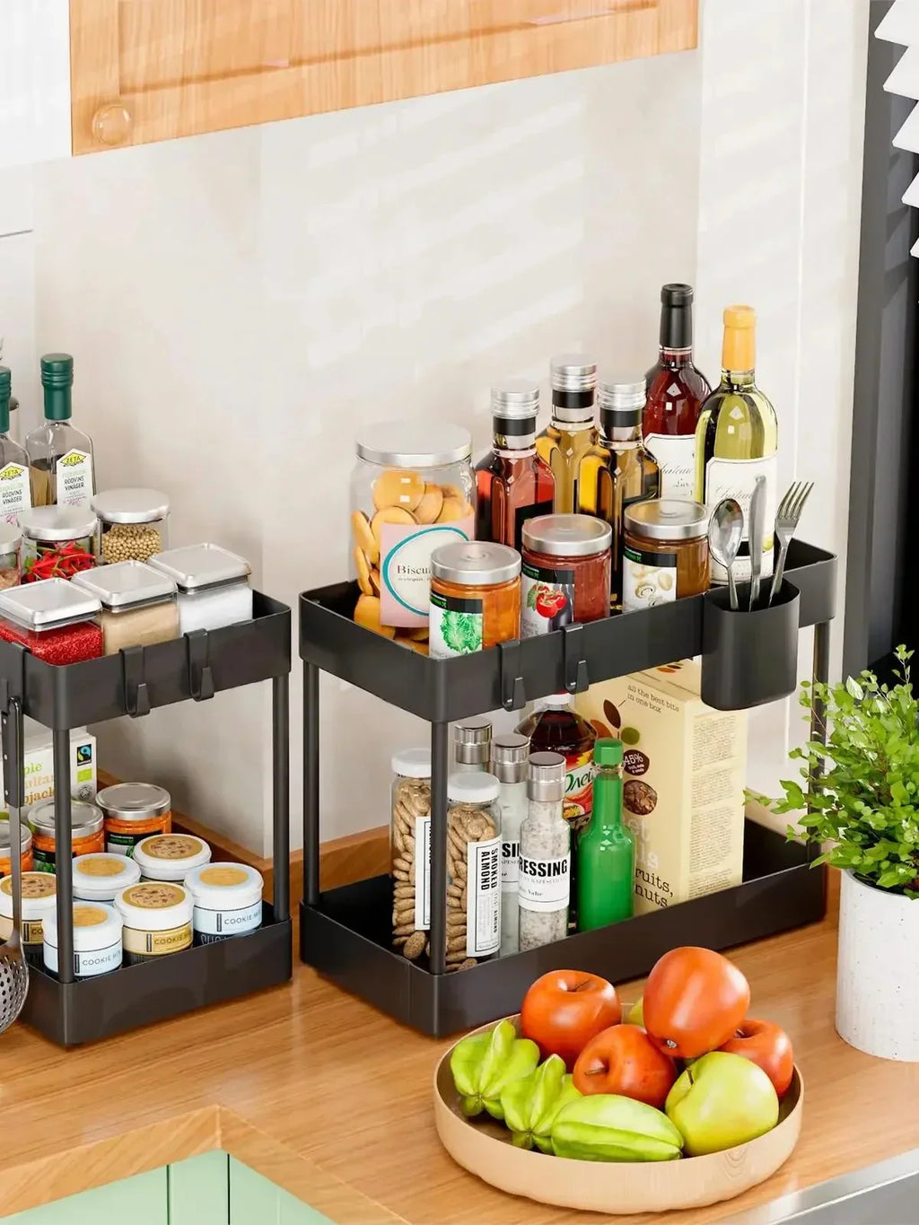 Showlu Smart General under sink organizer rack with multiple compartments for efficient kitchen or bathroom storage.