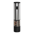 Showlu Smart General electric salt and pepper grinder set with sleek black and stainless steel design, featuring adjustable grind settings.