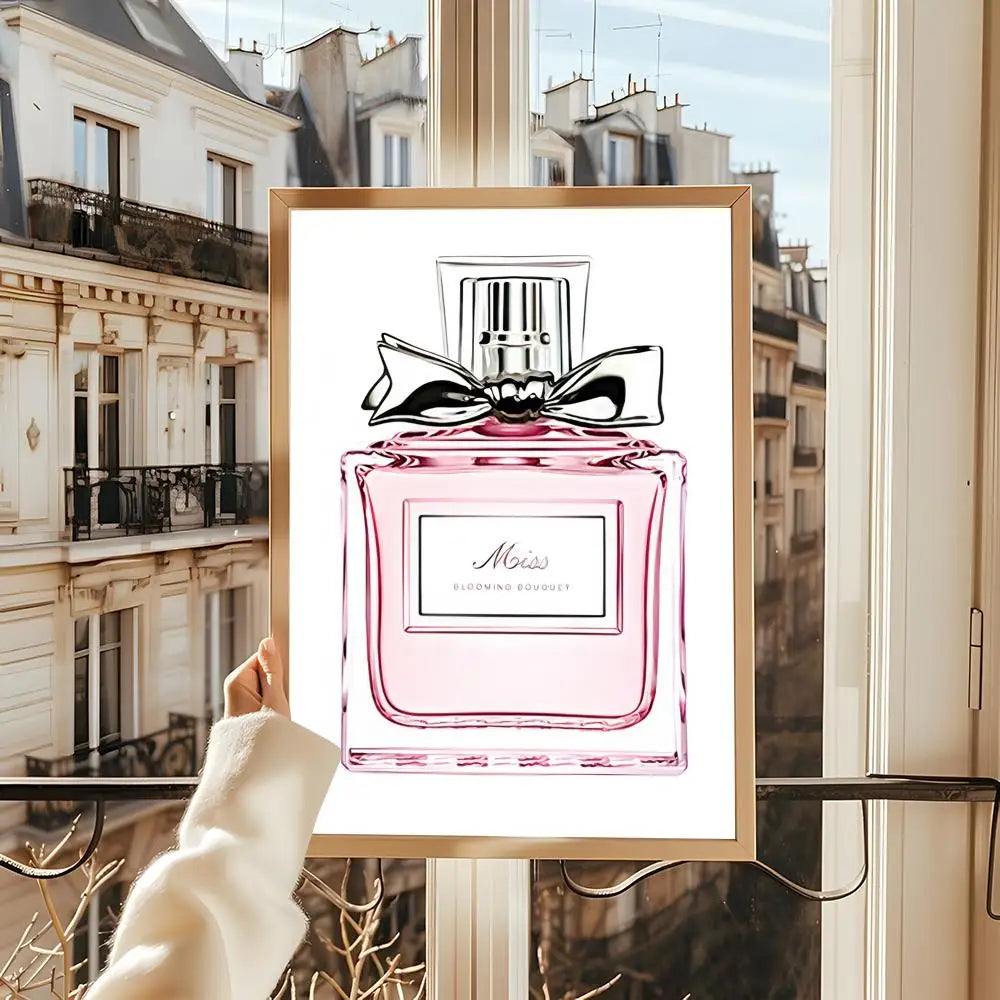 Showlu Fashion perfume bottle Nordic wall art poster, modern paper mural with sleek design and elegant perfume bottle illustration.
