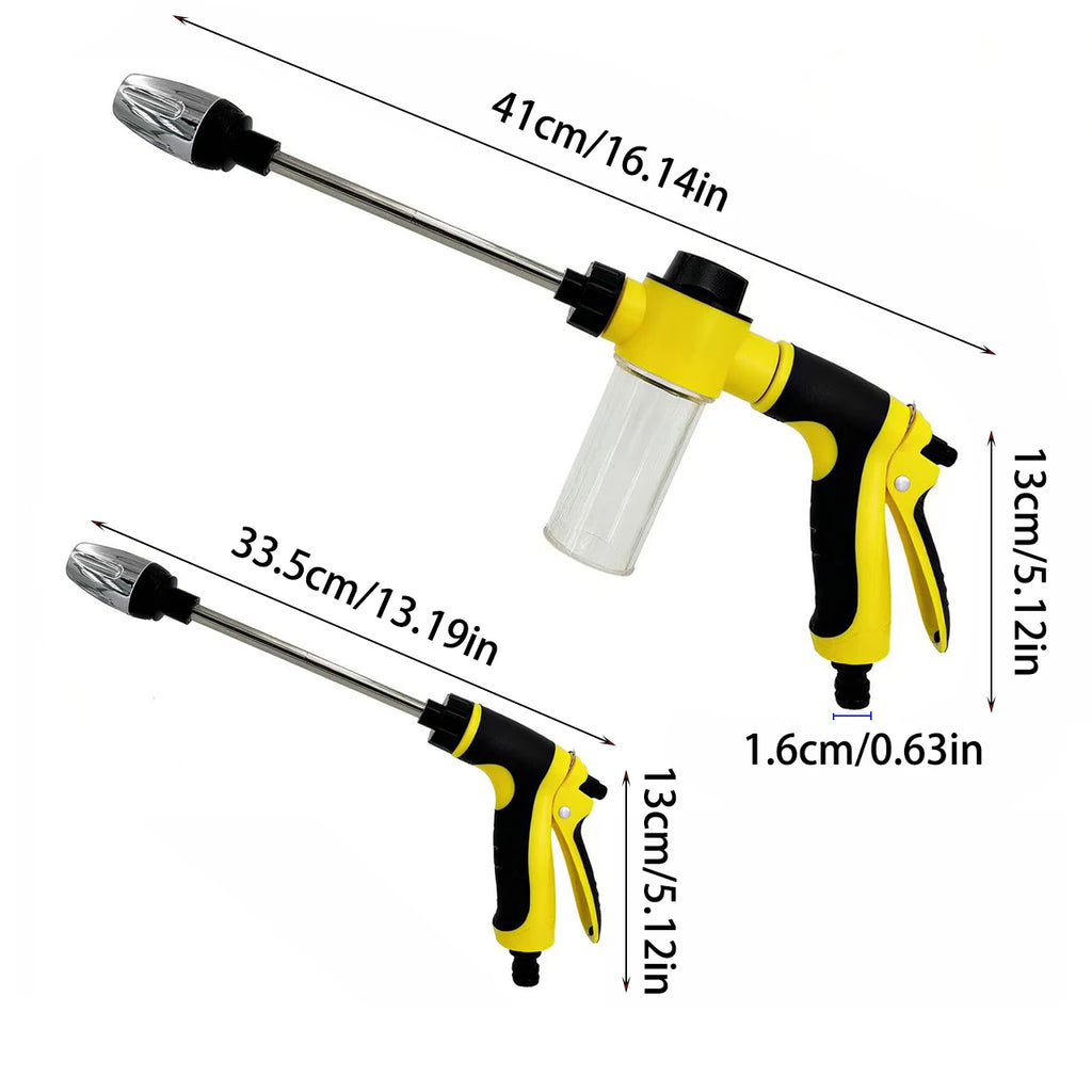 25ft high-pressure washer hose by Showlu Smart General, durable rubber construction with metal fittings for outdoor cleaning use.