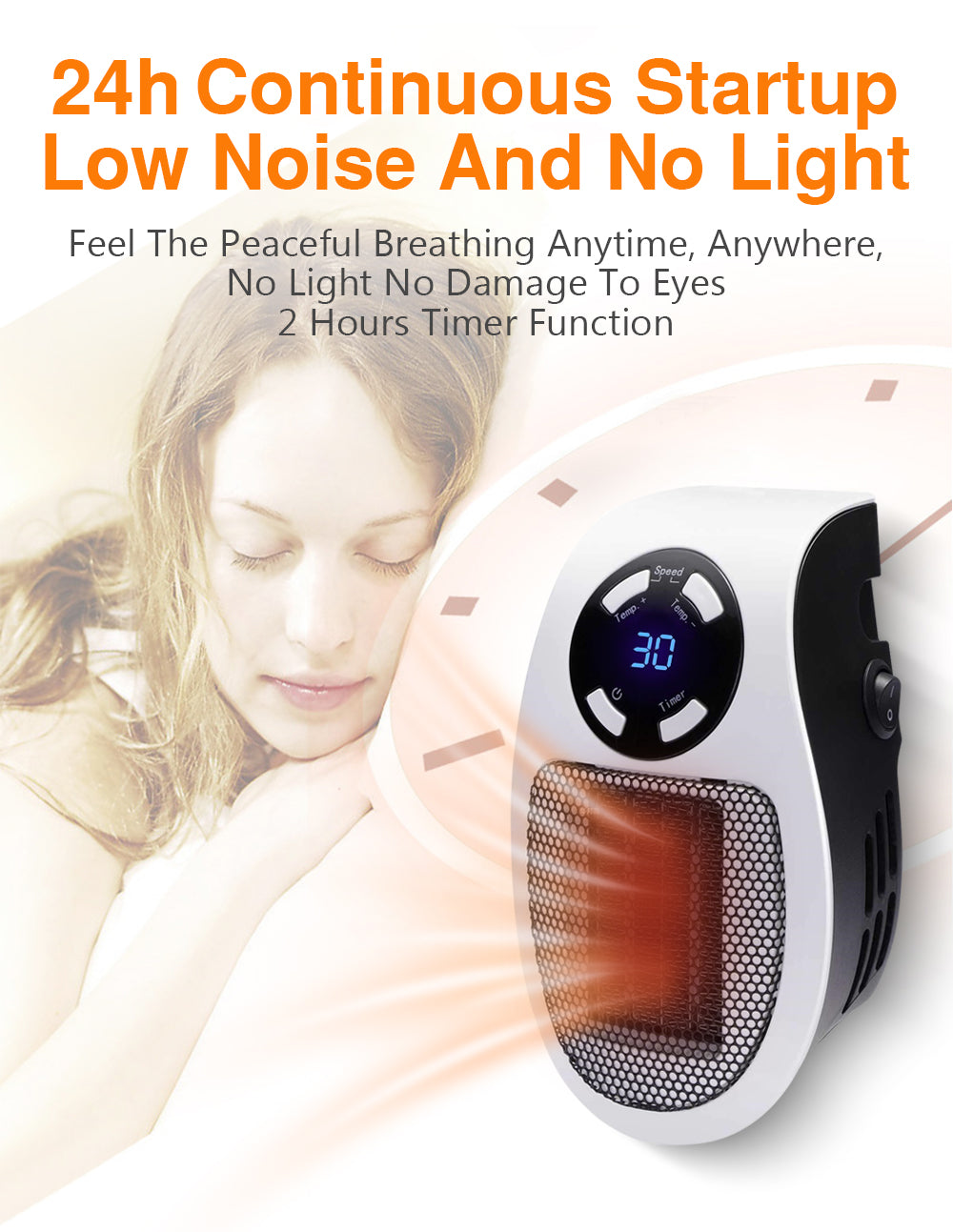 Showlu Smart General 500W mini ceramic space heater with plug-in design, compact and portable for room heating.