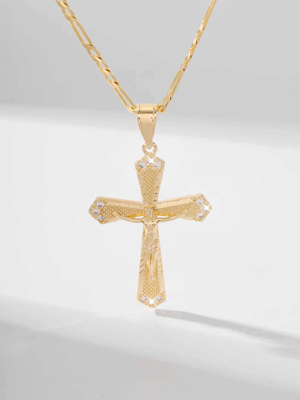 Showlu Fashion Store Women's Christian cross pendant necklace with religious design, suitable for prayer, baptism, and Christmas gifts.