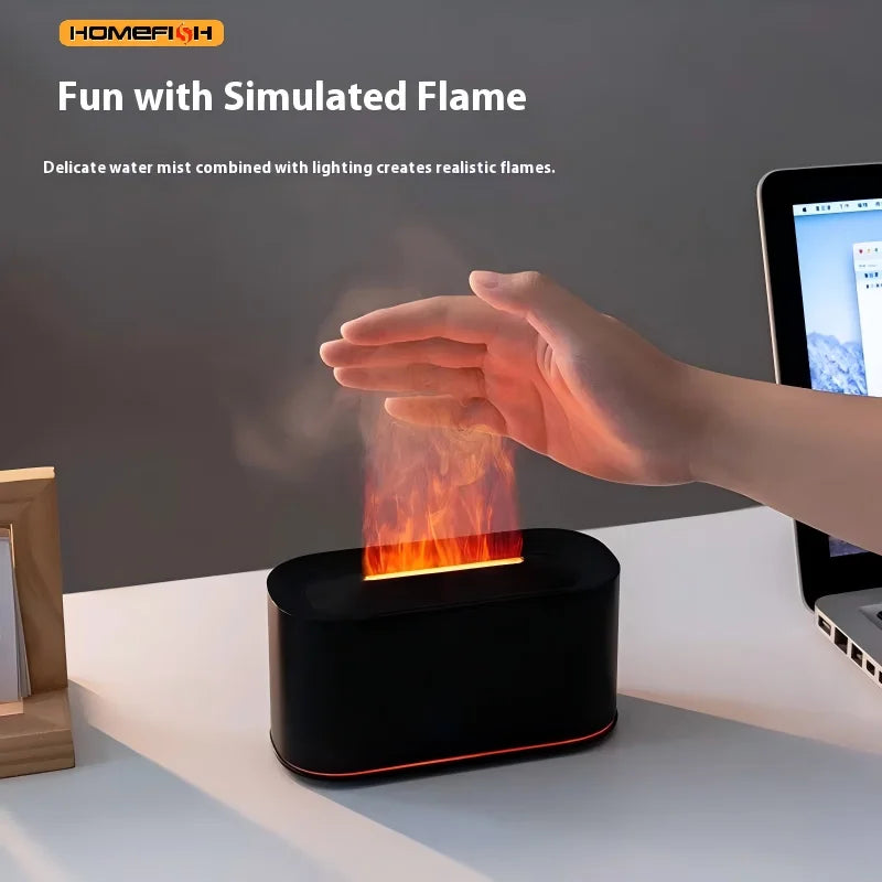 Showlu Smart General HOMEFISH Mini Aroma Humidifier emitting mist with a sleek white design and adjustable top lid.