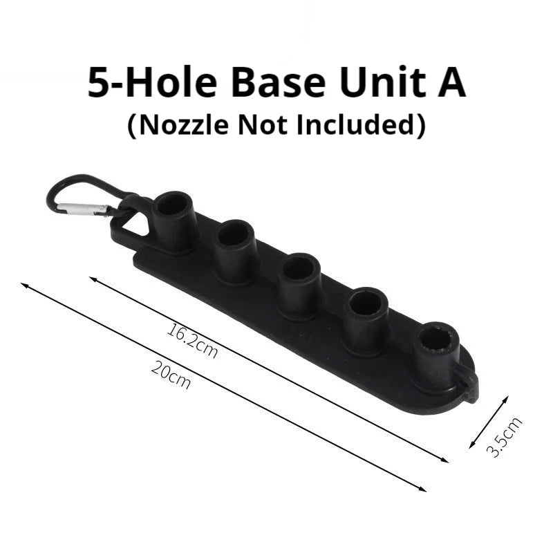 Seven-pressure washer nozzles in a set, compatible with various cleaning tasks, shown in a compact package.