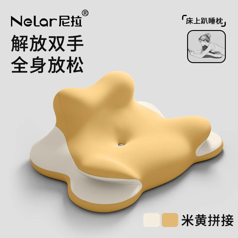 Memory foam wedge pillow by Showlu Fashion Store, designed for prone positioning and back support in bed.