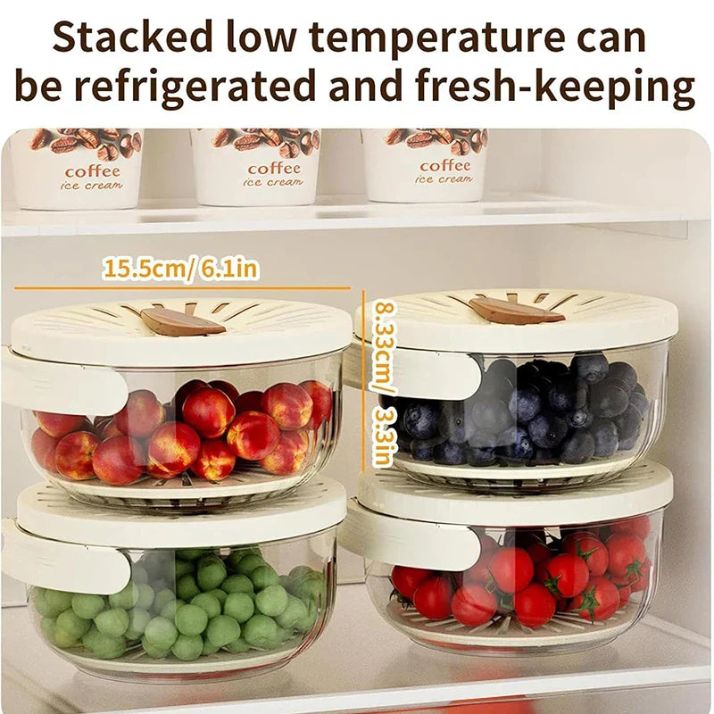 Showlu 2-in-1 fruit and vegetable washing basket with lid drainer, featuring a mesh basket and drainage system for cleaning produce.