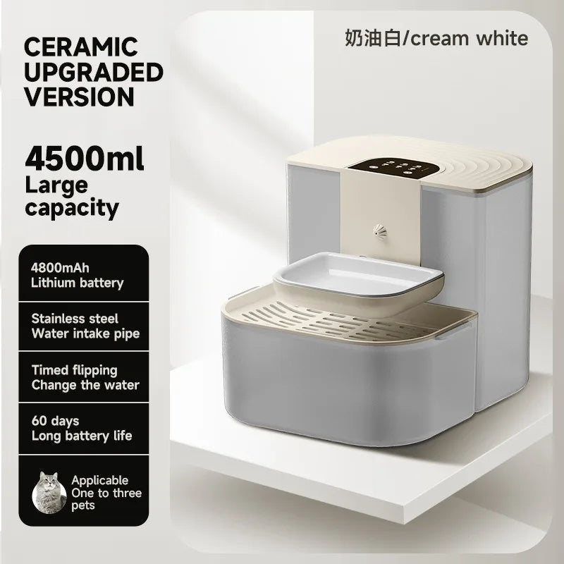 Showlu Fashion VOFORD 4.5L wireless smart pet water dispenser with automatic cat fountain, clear water flow and modern design