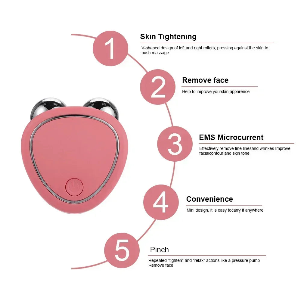 KEMOKO EMS Microcurrent Facial Massager by SHOWLU FASHION STORE showing a sleek handheld device for face lifting and skin rejuvenation.