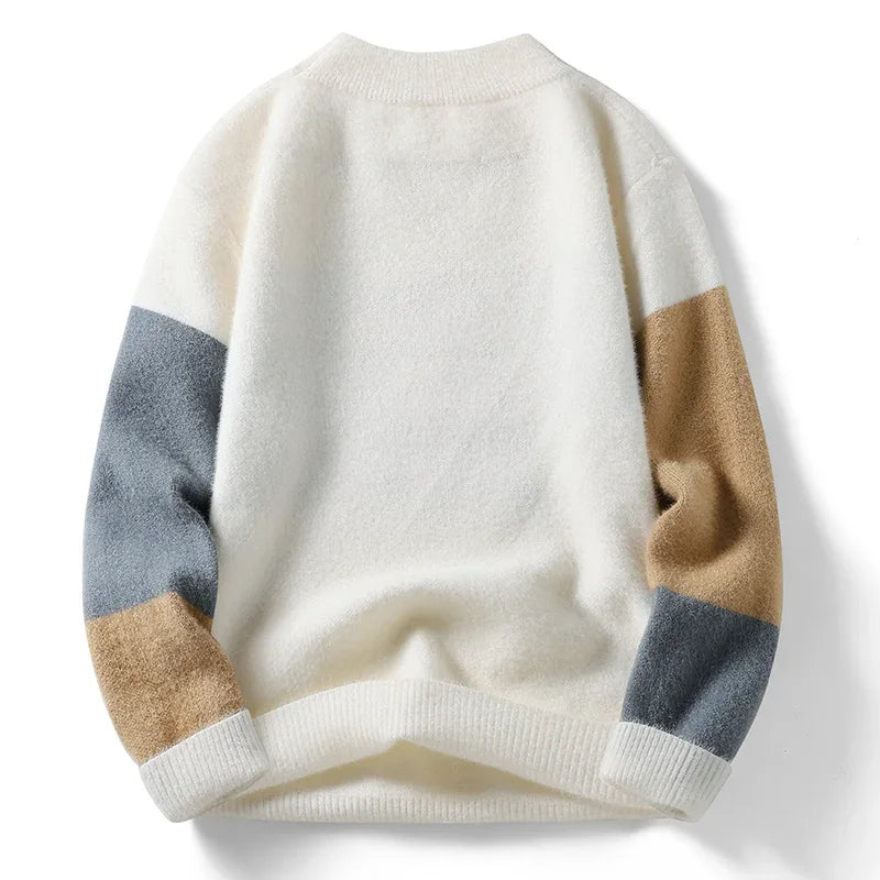 Men's crewneck sweater by Showlu Fashion Store, soft thermal knit jumper in stylish autumn/winter design, comfortable and warm.