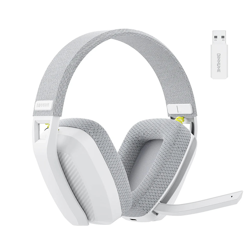 BINNUNE BW06 wireless gaming headset with mic, compatible with PS5, PS4, PC, Mac, featuring Bluetooth connectivity and cushioned ear cups.