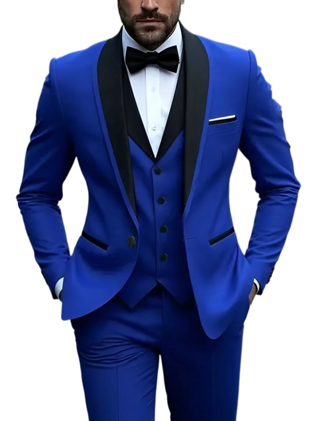 White Slit Mens Suits 3 Piece Black Shawl Lapel Casual Groom Tuxedos for Wedding Groomsmen Suits Men 2025 (Blazer+Vest+Pant)