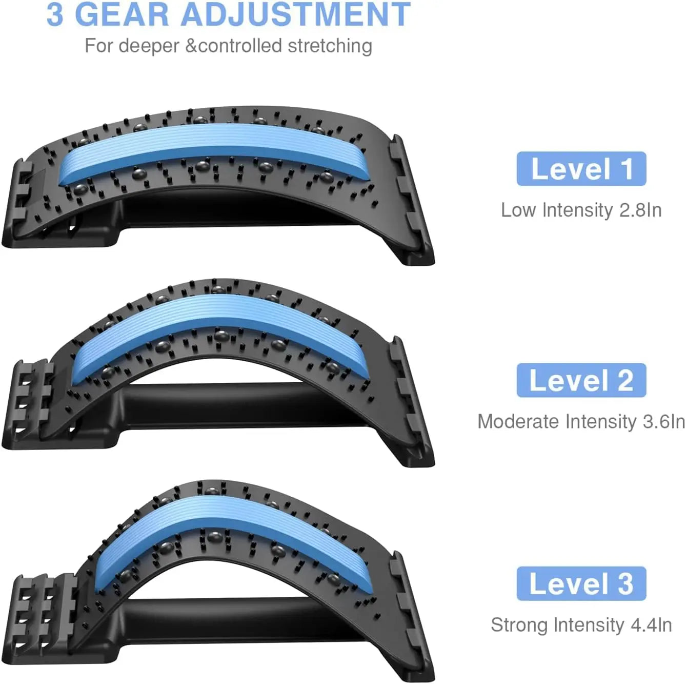 SHOWLU FASHION STORE GOT-TOG Back Stretcher, multi-level back cracker for pain relief, shown in use on a person’s back.
