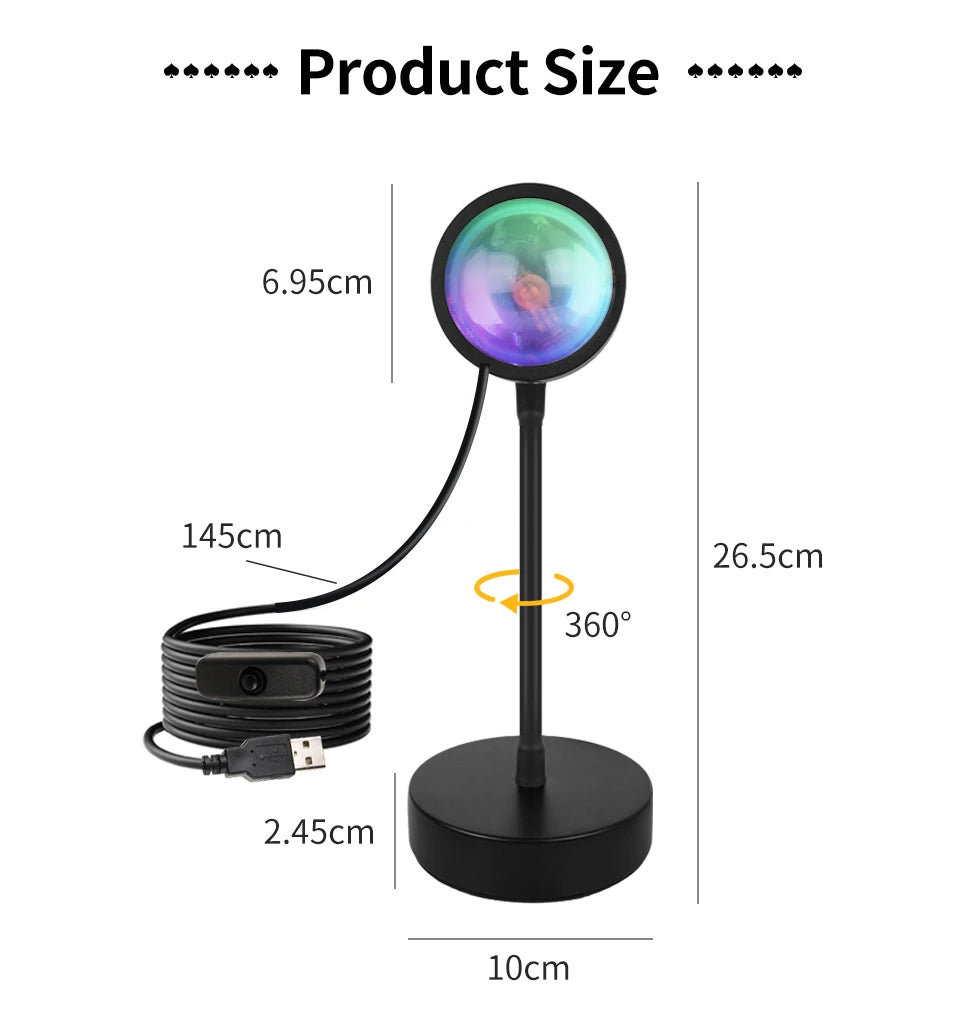 Smart Sunset Projection Lamp by Showlu Fashion Store showing a colorful sunset scene projected onto a wall