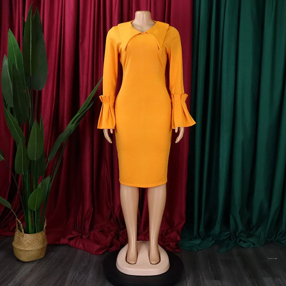 AOMEI Women Elegant Bodycon Dress Pencil Flare Sleeve V Neck Knee Length Business Office Vintage Cocktail Celebrity Sheath Gowns
