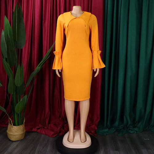 AOMEI Women Elegant Bodycon Dress Pencil Flare Sleeve V Neck Knee Length Business Office Vintage Cocktail Celebrity Sheath Gowns