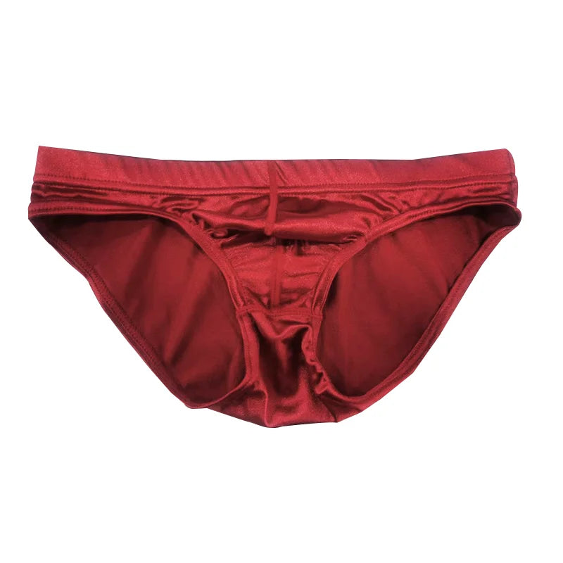 Men's satin silky briefs by Showlu Fashion, large size, comfortable and sexy underwear with smooth, shiny satin fabric.