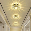 Modern LED crystal ceiling lamp by Showlu Fashion Store featuring embedded iron and acrylic materials, with a sleek and elegant design.