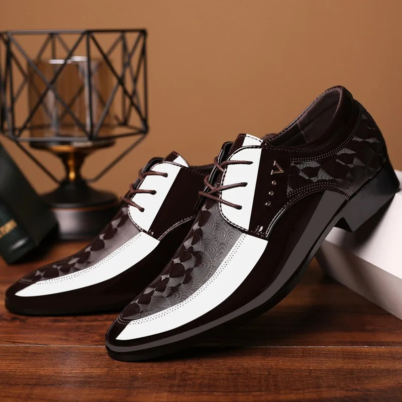 Men's high-end leather wedding and business casual shoes in size 39-47, stylish men's leather footwear by Showlu Fashion Store.