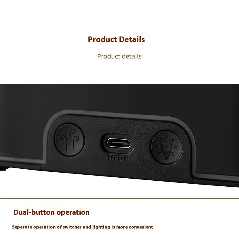 Showlu Smart General HOMEFISH Mini Aroma Humidifier emitting mist with a sleek white design and control buttons on top.