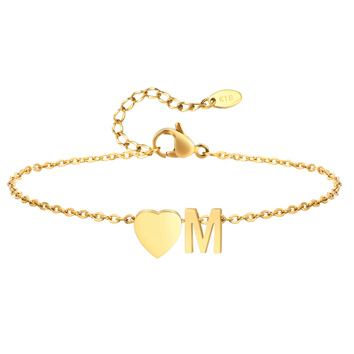 Women’s stainless steel heart initial anklet bracelet with adjustable beach-style design and personalized name engraving.